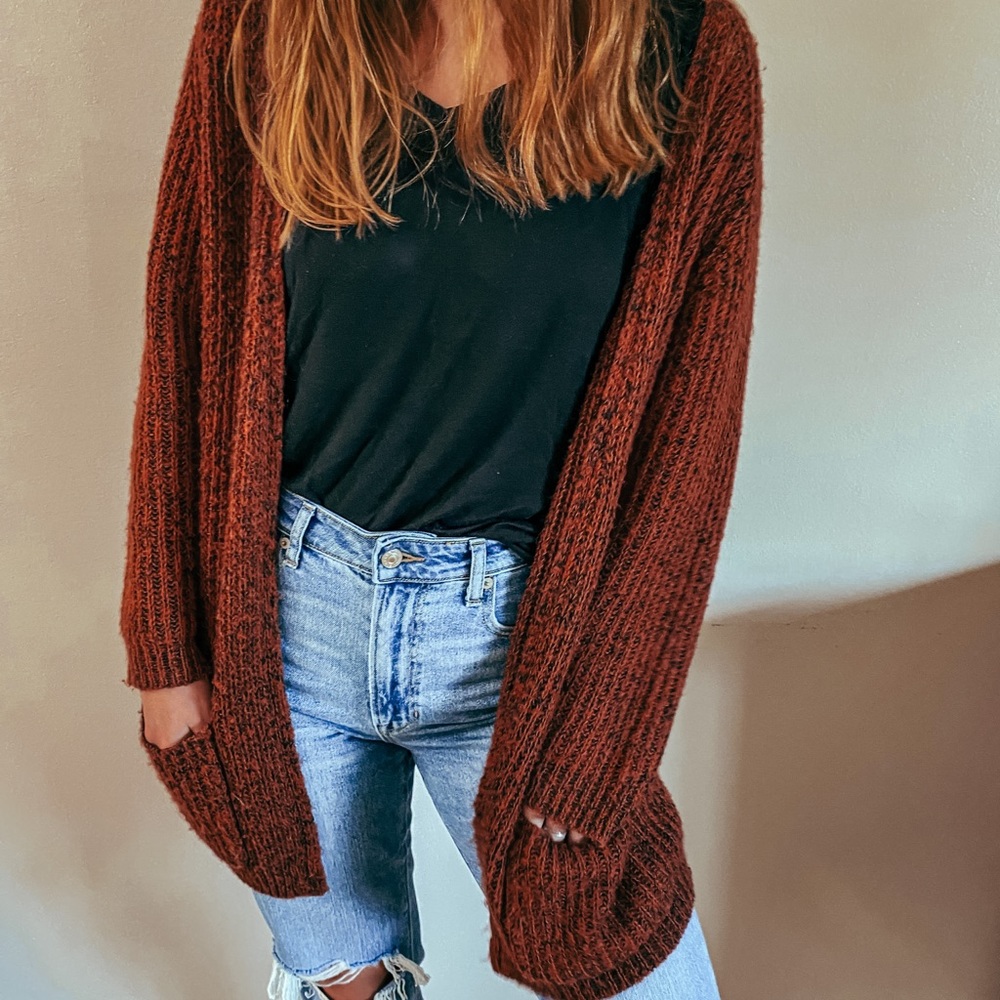 Burnt orange/rust knitted cardigan